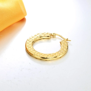 Elegant 18K gold plated stainless steel hoop earrings with engraved star pattern texture