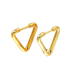 Boucles d'Oreilles Créoles Triangulaires en Acier Inoxydable Minimalistes Pour Hommes Femmes Mode Géométrique Électroplaqué Or Poli Bijoux