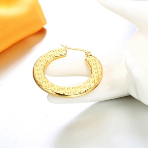 Elegant 18K gold plated stainless steel hoop earrings with star embossed pattern