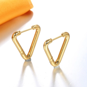 Boucles d'oreilles créoles triangulaires en acier inoxydable doré pour homme et femme