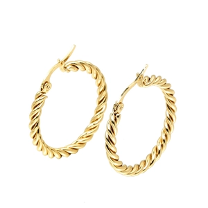 French Vintage Twisted Rope Hoop Earrings For Women Minimalist Stainless Steel Gold Plated Geometric Circle Earrings Jewelry