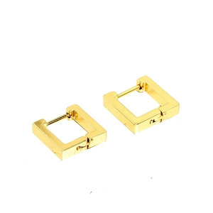 Boucles d'Oreilles Créoles Géométriques Carrées en Acier Inoxydable Minimaliste Tendance Plaqué Or Métallique pour Femmes Hommes Bijoux Quotidiens
