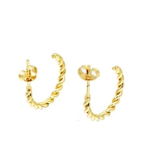 Verdrehte C-Form Creolen Edelstahl Vergoldet Minimalistische Spiral Seil Ohrringe Für Damen Pendler Schmuck