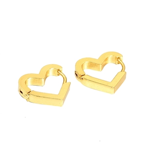 Boucles d'oreilles créoles dorées en forme de cœur avec finition métallique polie pour femme