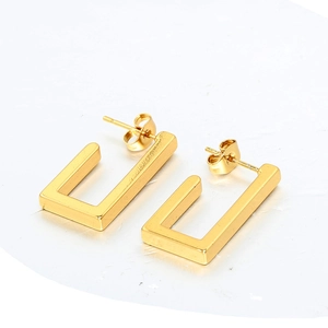 Minimalistische Edelstahl Rechteck Creolen Für Damen Geometrische Goldbeschichtete Punk Stil Quadratische Ohrhänger Schmuck