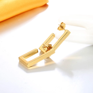 Minimalistische quadratische Edelstahl-Ohrringe in poliertem Gold für Damen und Herren