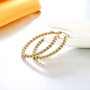 Boucles d'oreilles créoles torsadées en forme de U en acier inoxydable plaqué or 18k