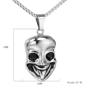 Collana con ciondolo a teschio in acciaio inossidabile stile hip-hop con lingua