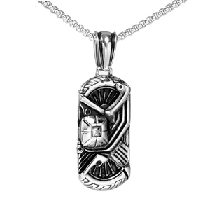 Collana con Ciondolo Odin in Acciaio Inossidabile Industriale Vintage per Uomo Retrò Ingranaggio Meccanico Trama Pneumatico Gioielli con Strass