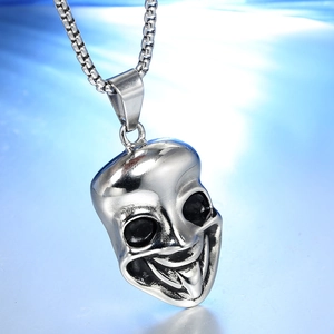 Collana con ciondolo a teschio hip-hop e catena a scatola in acciaio inossidabile