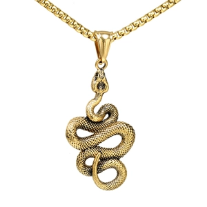 Vintage Stainless Steel Snake Pendant For Men Women Gothic Retro Animal Style Jewelry Pendant Only Without Chain Gift