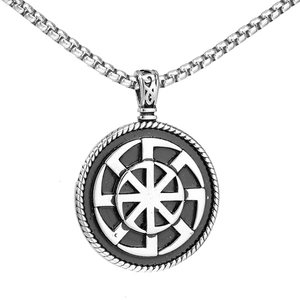 Stainless Steel Slavic Sun Wheel Kolovrat Pendant For Men Retro Viking Nordic Pagan Symbol Round Medallion Jewelry Gift