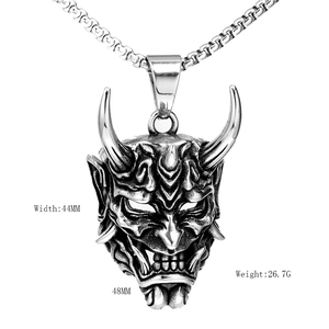 Retro hip hop demon bull head necklace with stainless steel pendant and chain