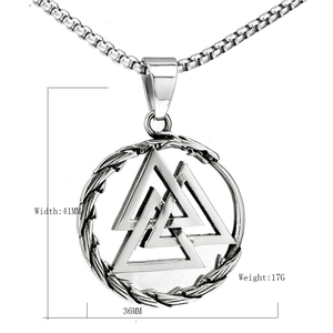 Collier pendentif Valknut viking nordique en acier inoxydable antique pour homme