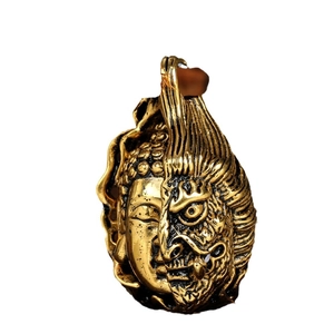 Vintage titanium steel pendant featuring Buddha and Demon faces in a spiritual retro style