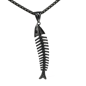 Minimalistischer Edelstahl Fischgräte Skelett Anhänger Nur Ohne Kette Für Herren Vintage Punk Gothic Mode Schmuck Accessoire