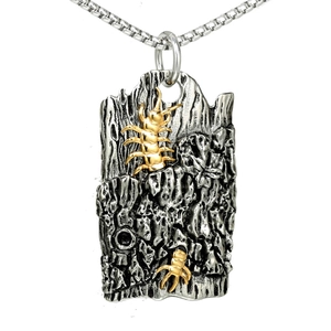 Gothic Stainless Steel Centipede Pendant Necklace Vintage Punk Hiphop Animal Bark Texture Insect Jewelry For Men Women Gift