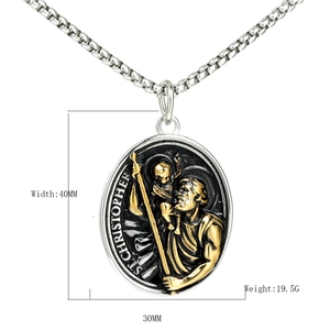 Vintage St. Christopher Spartan pendant necklace in gold and silver stainless steel