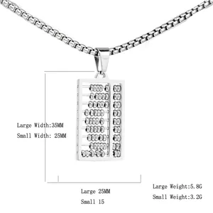 Stainless steel abacus pendant necklace in two sizes with sleek box chain jewelry