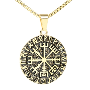Vintage Wikinger Kompass Vegvisir Anhänger Halskette Edelstahl Nordische Runen Kreis Anhänger Ohne Kette Retro Schmuck Für Herren