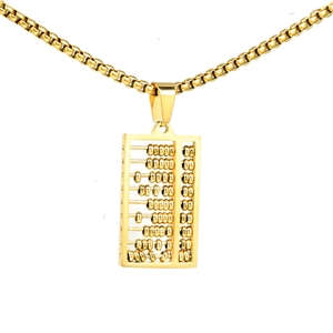 Stainless Steel Abacus Pendant Necklace For Men Women Retro Moveable Beads Hip Hop Jewelry Personal Fashion Accessory Gift