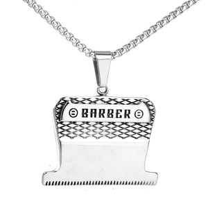 Pendentif en Acier Inoxydable Lame de Tondeuse pour Hommes Bijoux de Coiffeur Charme Gravé Barber Pendentif Seul Sans Chaîne
