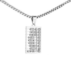 Collar minimalista de acero inoxidable plateado con colgante de ábaco y cuentas móviles