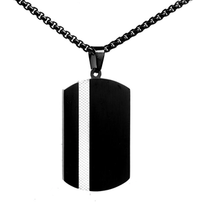 Pendentif Seul (Sans Chaîne) Plaque Militaire pour Homme en Acier Inoxydable Motif Grille Brossé Noir Bleu Électroplaqué