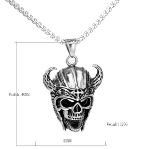 Collier pendentif crâne de chèvre punk gothique en argent vieilli pour hommes