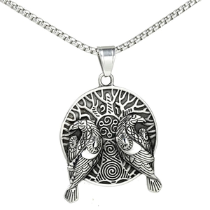 Vintage Viking Odin's Ravens Yggdrasil Tree Of Life Pendant Only Stainless Steel Embossed Round Raven Jewelry For Men Women