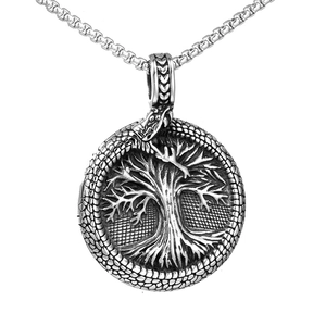 Viking Tree Of Life Yggdrasil Ouroboros Pendant Only Without Chain Stainless Steel Nordic Mythology Jewelry For Men