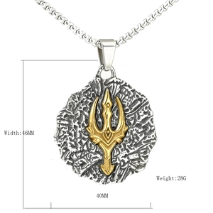 Pendentif Viking trident en acier inoxydable avec dimensions et spécifications de poids