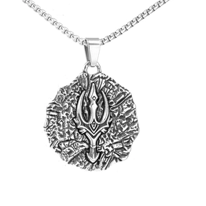 Collier Pendentif Trident Viking en Acier Inoxydable Vintage Rétro Mythe Nordique Épissage Or Argent Pendentif Trident pour Bijoux Homme