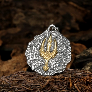 Collier avec pendentif trident de Poséidon viking nordique rétro en acier inoxydable