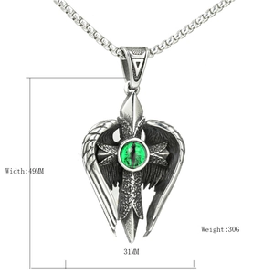 Collier Pendentif Croix Ailes de Chauve-souris en Acier Inoxydable Gothique pour Hommes Femmes Vintage Mauvais Œil Strass Bijoux Punk Cadeau