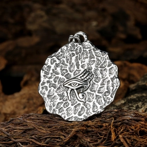 Pendentif œil d'Horus vintage en acier inoxydable avec finition viking nordique