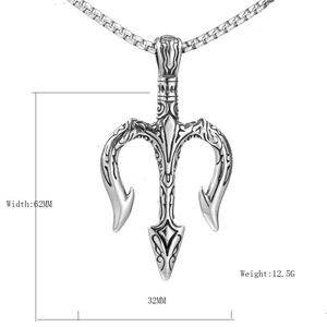 Collier avec pendentif trident en acier inoxydable rétro et motifs totem pour hommes