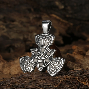 Vintage Nordic Viking Celtic Knot Pendant Necklace For Men Stainless Steel Retro Thor Hammer Design Distressed Metal Jewelry