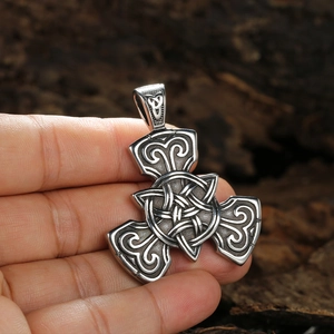 Vintage Nordic Celtic knot pendant in antique silver finish for men and women