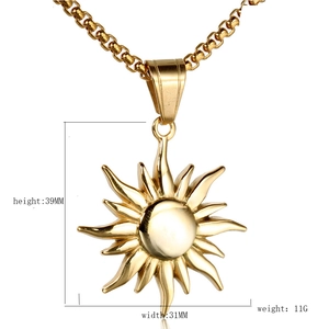 Pendentif Fleur de Soleil en Acier Inoxydable Vintage pour Hommes Femmes Rétro 316L Acier Titane Pendentif Seul Sans Chaîne