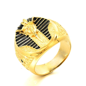 Vintage Ägyptischer Pharao Tutanchamun Edelstahl Ring Für Herren Punk Hip Hop Band Gold Silber Schwarz Ethno Schmuck Geschenk