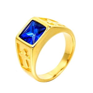 Vintage Stainless Steel Cross Signet Ring For Men Square Rhinestone Inlaid Gothic Punk Religious Fashion Jewelry Ring Gift