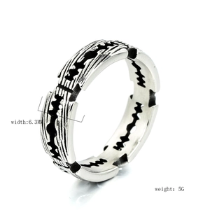 Bague lame de rasoir en acier inoxydable pour homme style punk, 6,3mm et 5g
