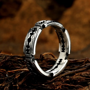 Bague Lame de Rasoir en Acier Inoxydable Vintage pour Hommes Style Punk Gothique Industriel Bague Argent Vieilli Bijoux