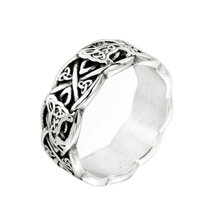 Retro Celtic Wolf Eternal Knot Stainless Steel Ring For Men Gothic Punk Viking Jewelry Geometric Polished Finger Band