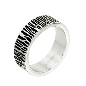 Vintage Stainless Steel Bark Texture Ring For Men Women Minimalist Zebra Stripe Geometric Finger Ring Retro Industrial Jewelry