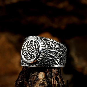 Anello vintage zampa d'orso in acciaio inossidabile da uomo con nodi vichinghi