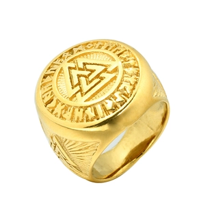 Valknut Viking Ring For Men Stainless Steel Norse Mythology Runes Symbol Statement Ring Nordic Pagan Jewelry Gift