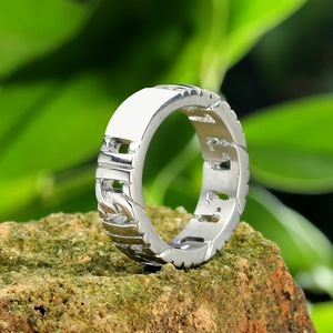 Vintage Stainless Steel Chain Ring For Men Women Hollow Geometric Band Ring Industrial Style Jewelry Punk Retro Finger Ring