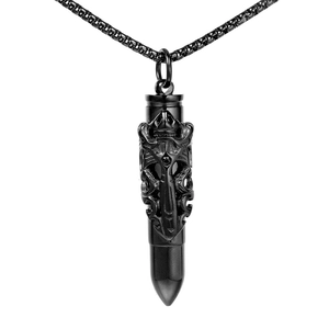 Collier Pendentif Balle en Acier Inoxydable Gothique pour Hommes Croix Épée Embossée Strass Bijoux Punk Vintage Chaîne Pendentif